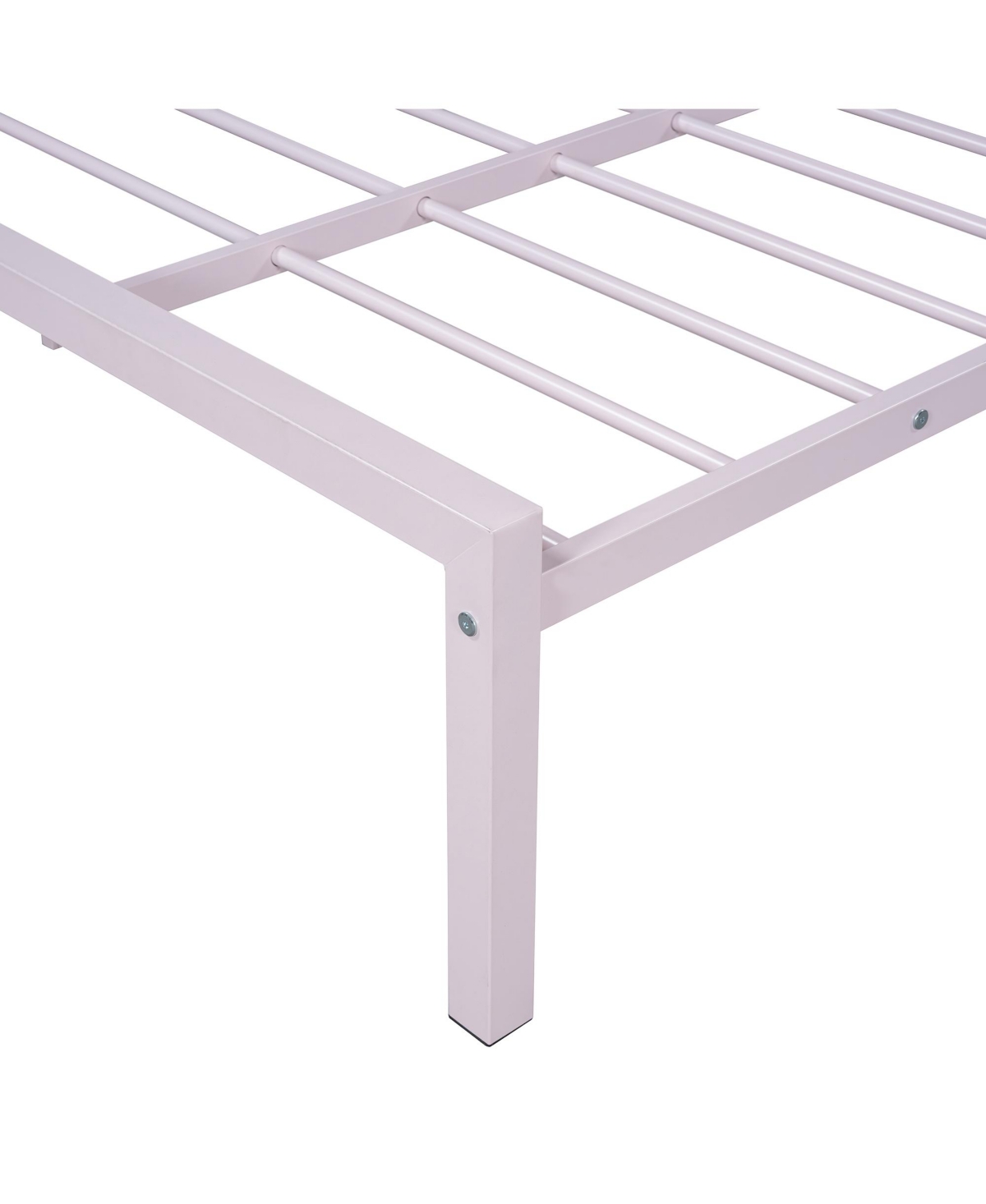 Slickblue Twin Size Metal Platform Bed with Trundle and House-Shaped Headboard for Kids or Guests
