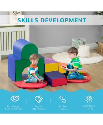 Simplie Fun 7-Piece Baby Soft Play Equipment, Toddler Climber for Creativity and Shape Discovery, with Easy-to-Clean Surface, Climbing Toy for Toddlers, Multicolored