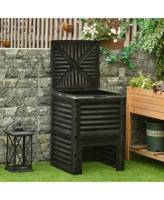 Garden Compost Bin 80 Gallon Outdoor Large Capacity Composter Fast Create Fertile Soil Aerating Box, Easy Assembly, Black