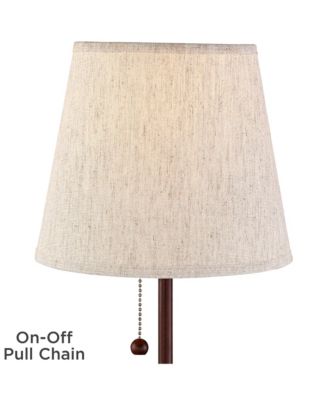 Justin Modern Accent Table Lamps 18 1/4" High Set of 2 Marbled Bronze Metal with USB Charging Ports Oatmeal Drum Shade for Bedroom Desk