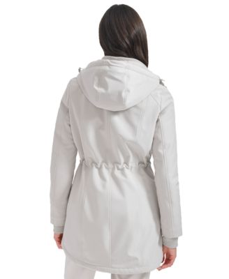 Womens Hooded Faux-Fur-Lined Anorak Raincoat