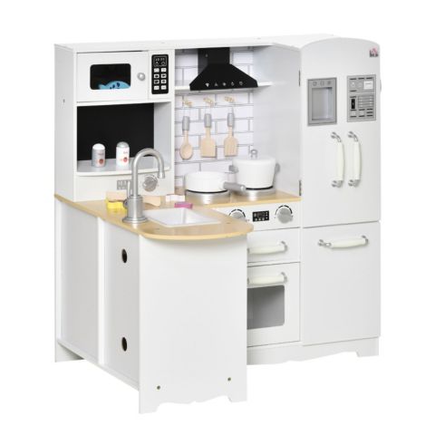 Детские игрушки Streamdale Furniture Wooden Play Kitchen with Sound Effects, 14-Piece, Ages 3+, цвет: Серебристый