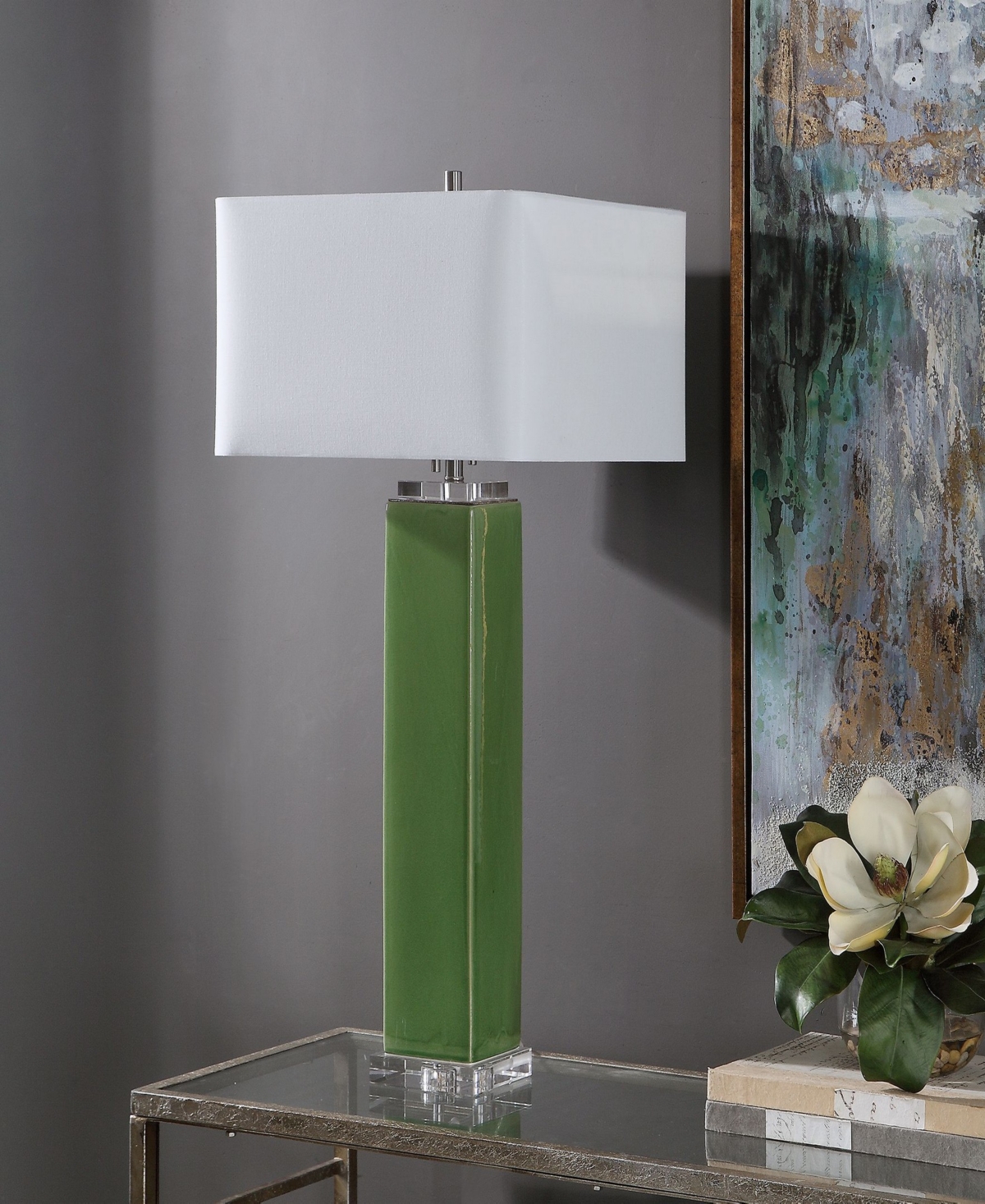 Uttermost 32" Ceramic Aneeza Table Lamp In Green