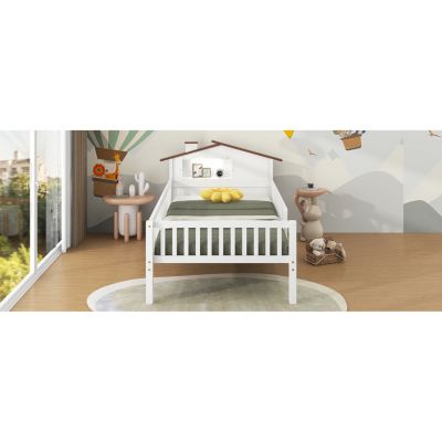 Twin Platform Bed with House Headboard and Storage