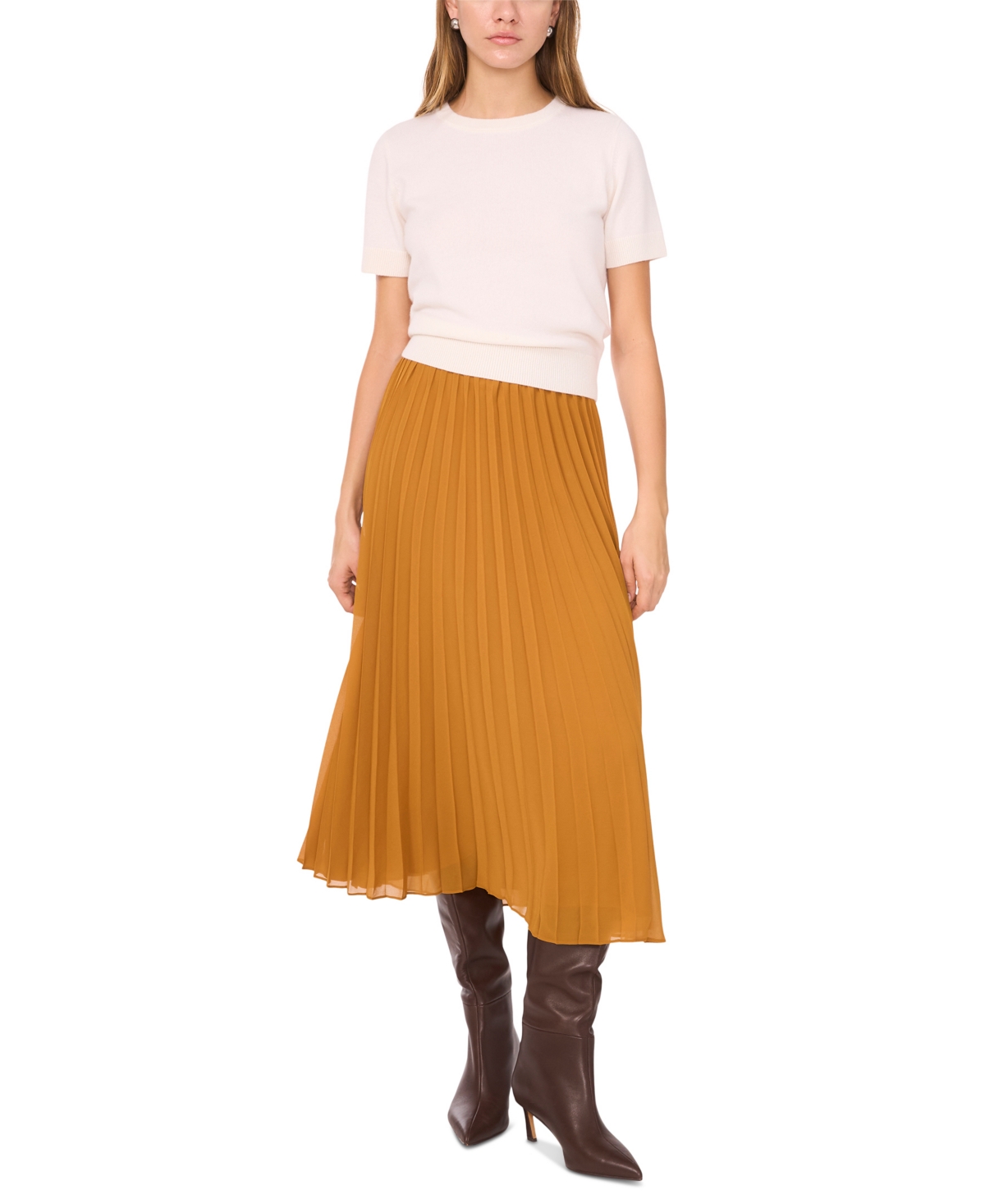 1.state Women's Sunburst Pleated Midi Skirt