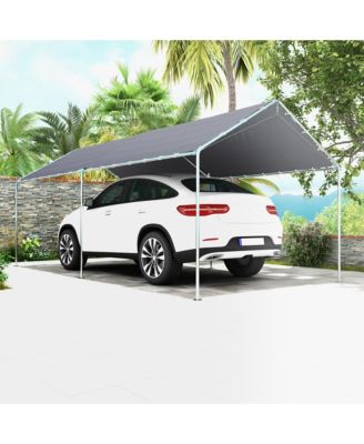 10'x20' Carport Heavy Duty Galvanized Car Canopy with Included Anchor Kit, 3 Reinforced Steel Cables, Grey