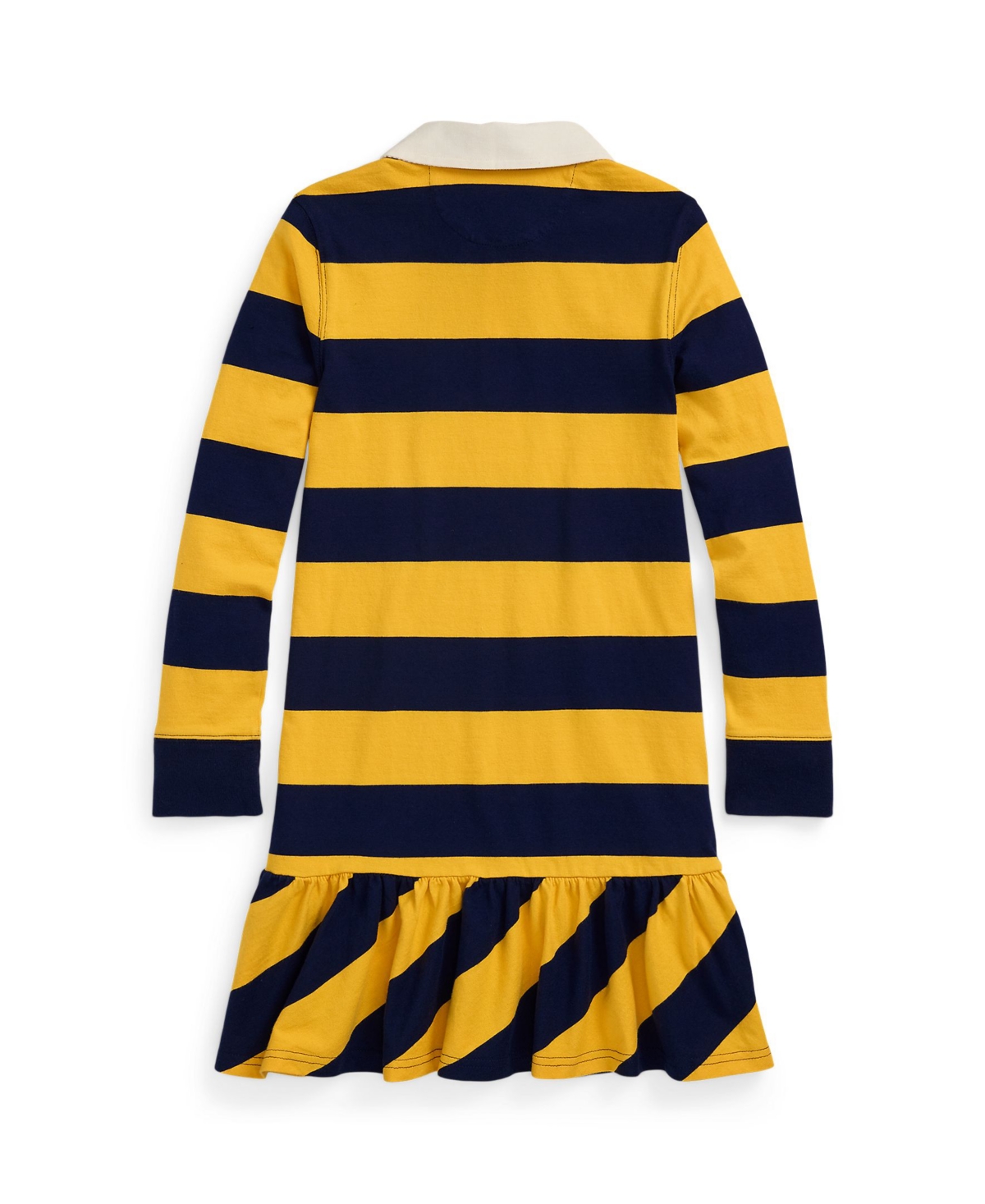 Polo Ralph Lauren Big Girls Striped Cotton Jersey Rugby Dress - Gold Bugle Cruise Navy With Green