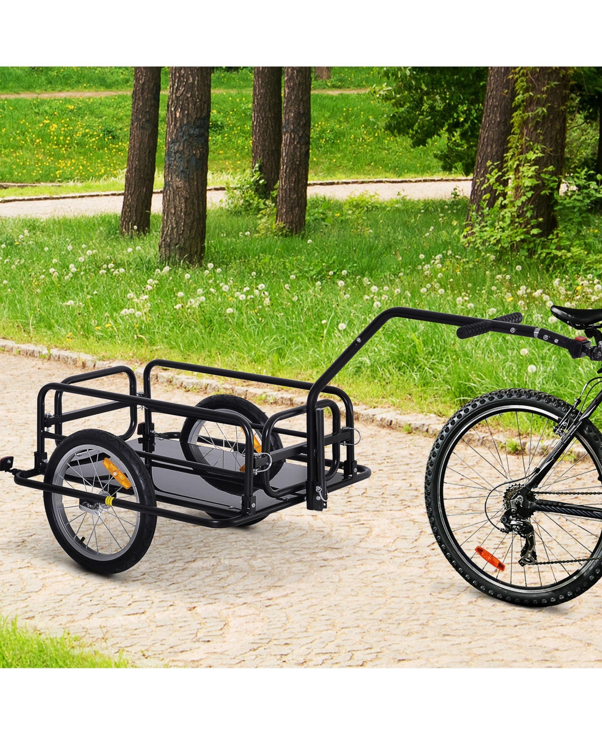 Streamdale Furniture Bike Cargo Trailer, Bicycle Trailer, Heavy-Duty Bike Wagon Cart, Foldable Compact Storage, with Universal Hitch, 16