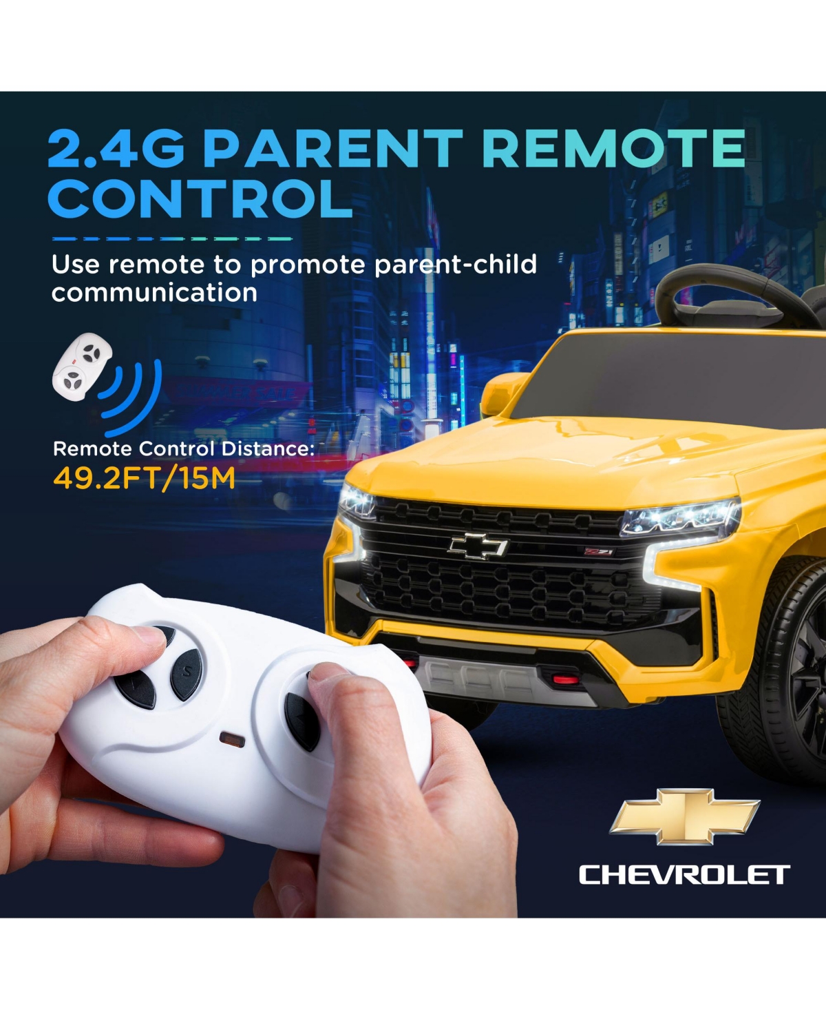 Streamdale Furniture Chevrolet Tahoe Licensed Kids Ride on Car, 12V Battery Powered Kids Electric Car with Remote Control, 4-wheeler Suspension, Music