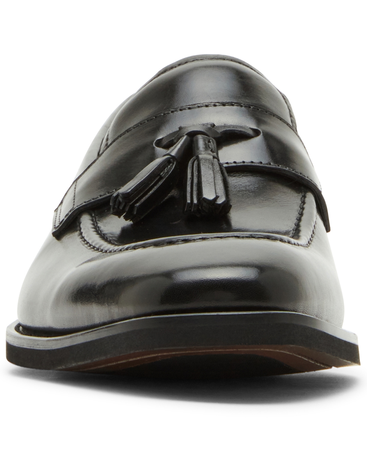 Steve Madden Men's Gray Tassel Leather Loafer In Black Leather