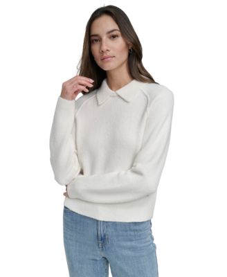 DKNY Jeans - Women's Collared Raglan-Sleeve Sweater
