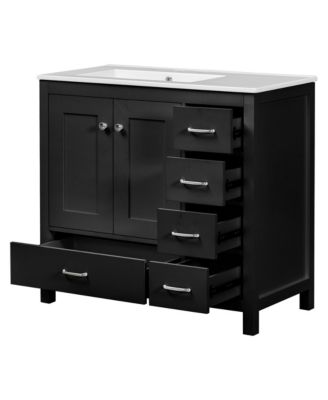Streamdale Modern 36" Black Vanity with Ceramic Sink and Abundant Storage