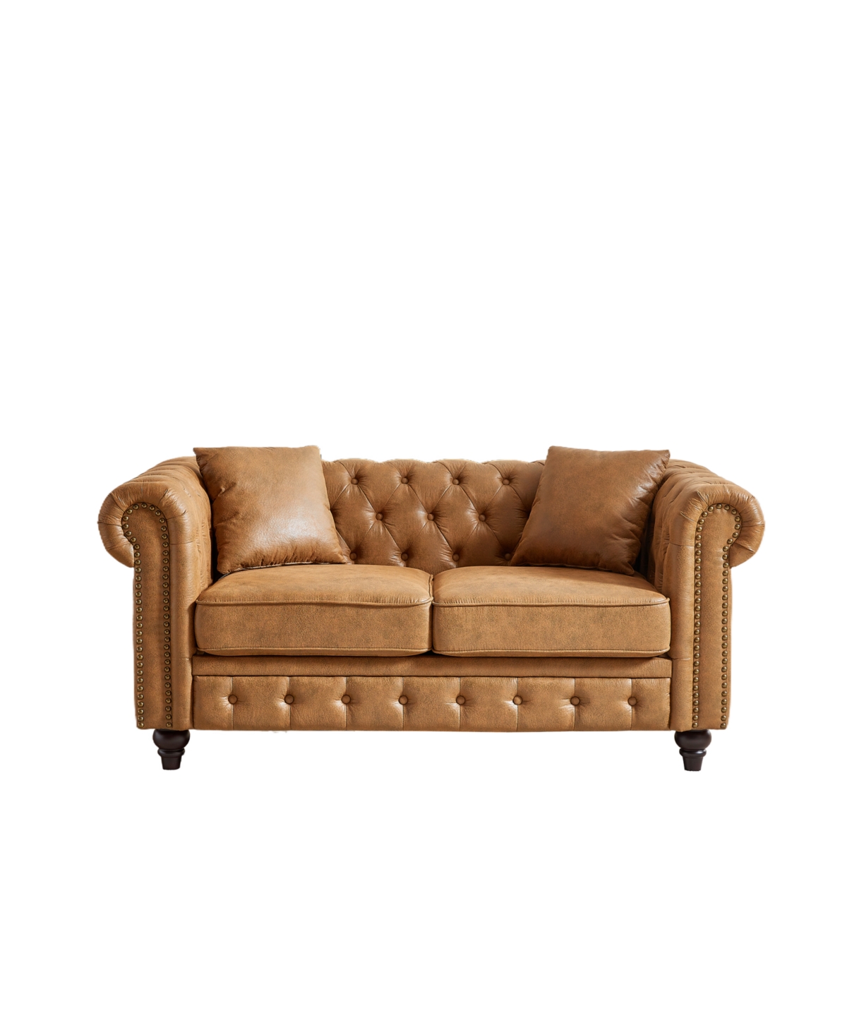 Streamdale Furniture 63.5" Contemporary Design chesterfield sofa, Tech Fabric Button Design Living Room Sectional, Button Tufted with Nail Design Arms