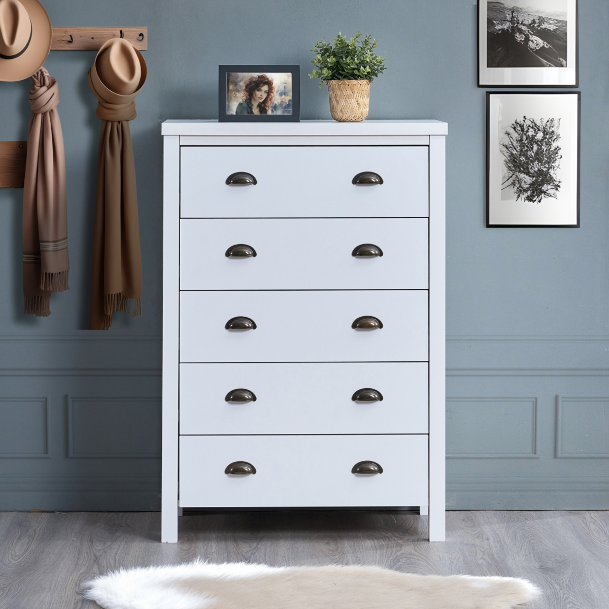 Streamdale Furniture Modern 5-Drawer Dresser: Sleek Storage, Easy Assembly, Safety Interlock