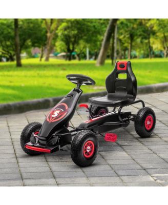 Kids Pedal Go Kart Ride-on Toy with Ergonomic Comfort, Pedal Car with Tough, Wear-Resistant Tread, Go Cart Kids Car for Boys & Girls with Suspension System, Safety Hand Brake, Ages 5-12, Red