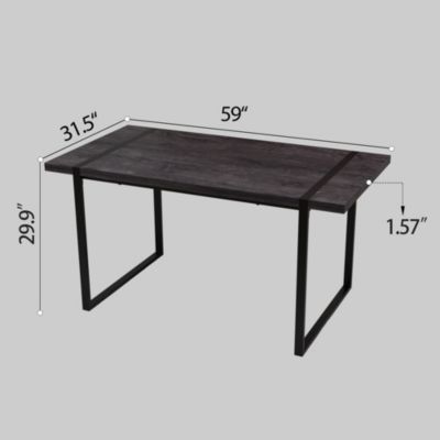 Streamdale 1 Pc MDF Dining Table, 59" Industrial Style with Metal Frame – Dining Room Furniture