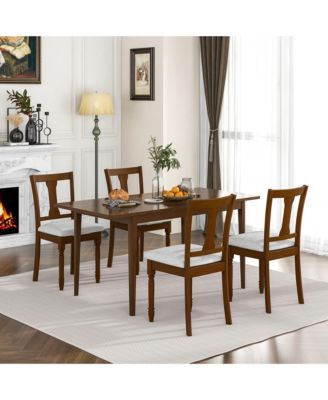 Set of 4 Upholstered Wooden Dining Chair w/ Seat Storage Space Brown