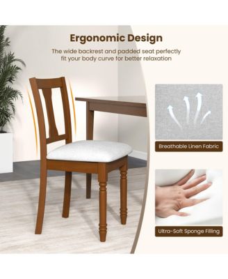 Set of 4 Upholstered Wooden Dining Chair w/ Seat Storage Space Brown
