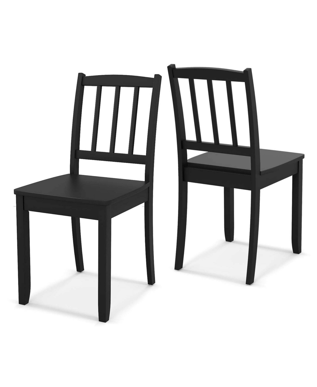Costway Wood Dining Chair Set of 2 with Rubber Wood Legs Curved Backrest for Kitchen