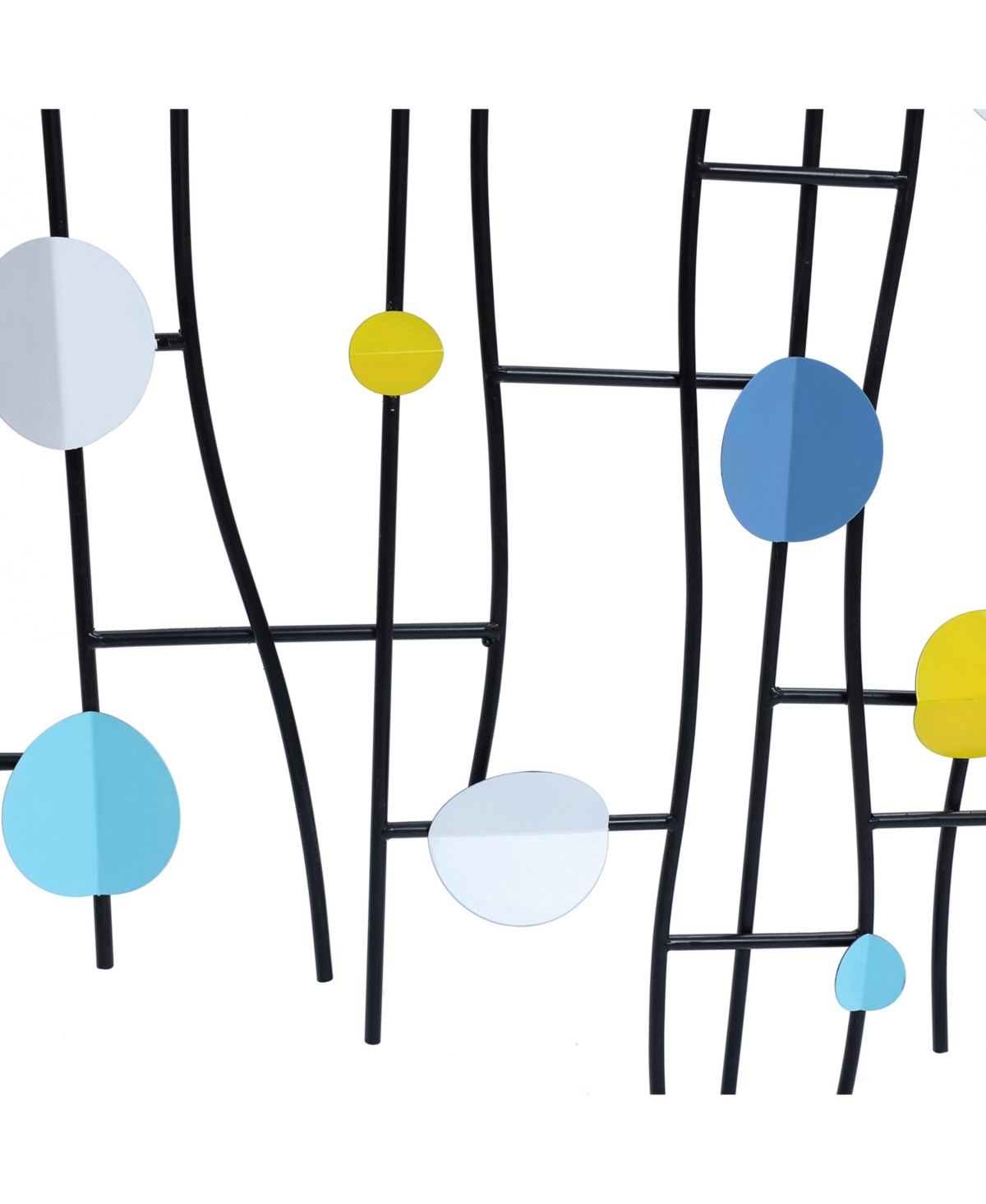 LuxenHome Multi-Color Discs and Black Ladder Metal Abstract Wall Decor - Multi-color