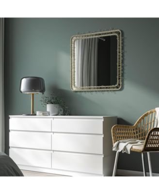 Gold Metal Frame 30.2-In Square Accent Wall Mirror