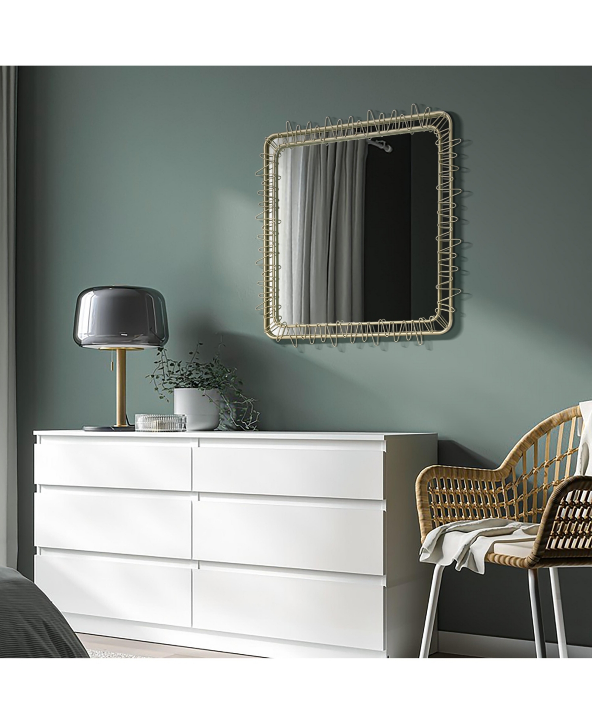 LuxenHome Gold Metal Frame 30.2-In Square Accent Wall Mirror