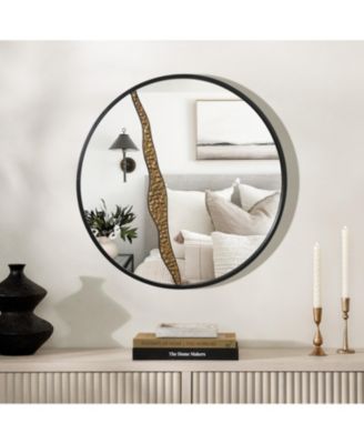 Goldrush Black Metal Frame Round Wall Mirror