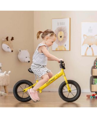 12 Inch Toddler Balance Bike No Pedal Training Bicycle with Inflatable Rubber Tires