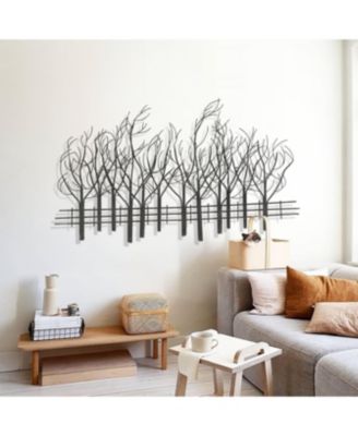 Snowy Black Metal Field of Trees Wall Decor