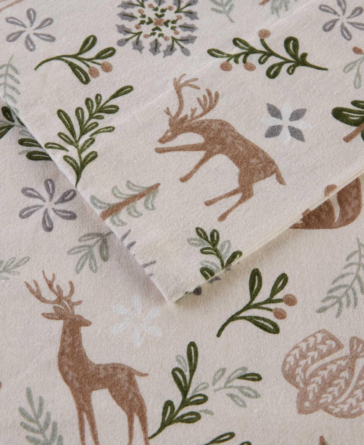 Sleep Philosophy True North By  Novelty Printed Cotton Flannel 4-pc. Sheet Set, California King In Tan Woodland Winter