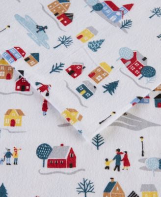 Novelty Printed Cotton Flannel 3-Pc. Sheet Set, Twin