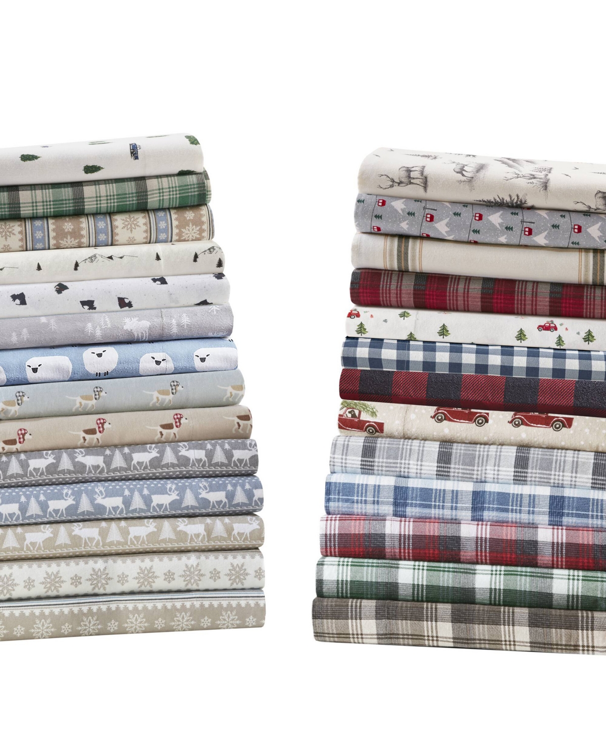 Woolrich Printed Flannel 4-pc. Sheet Set, Full In Green Trees Trucks