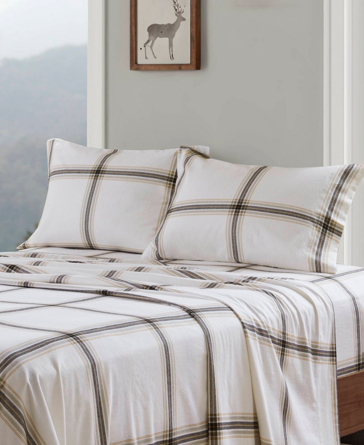 Woolrich Printed Flannel 3-pc. Sheet Set, Twin In Tan Plaid