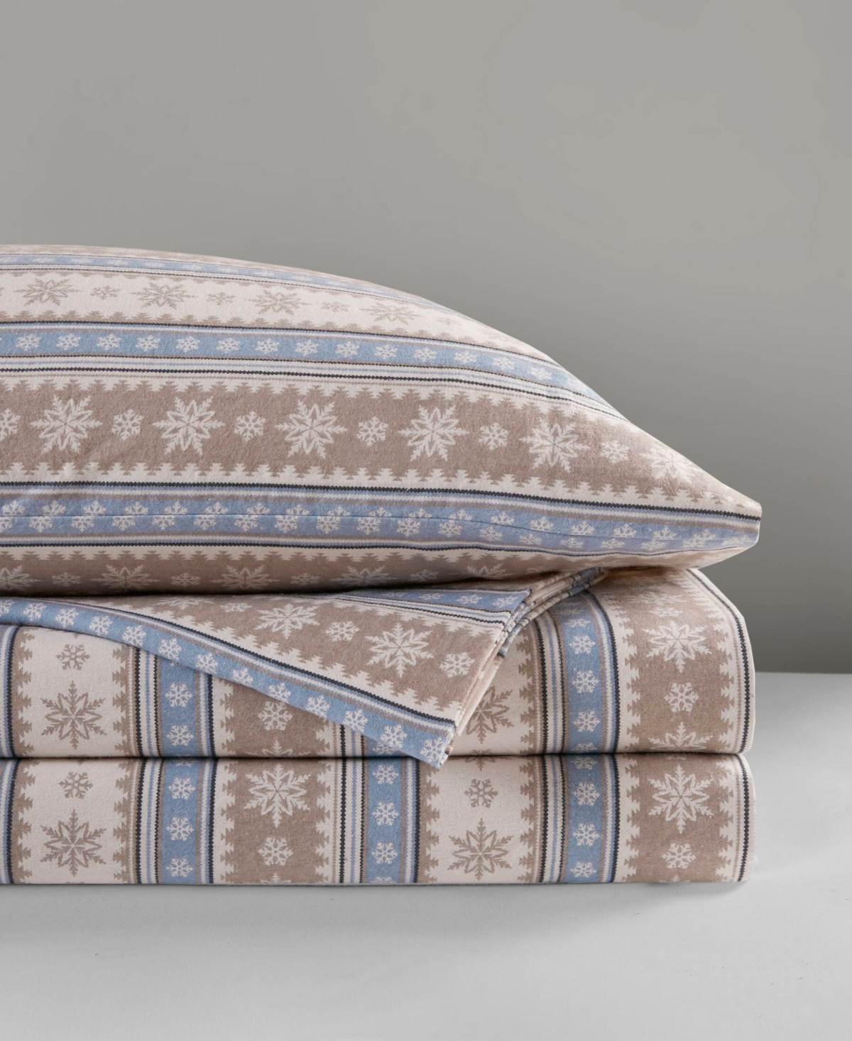 Woolrich Printed Flannel 4-pc. Sheet Set, Full In Blue Snowflake