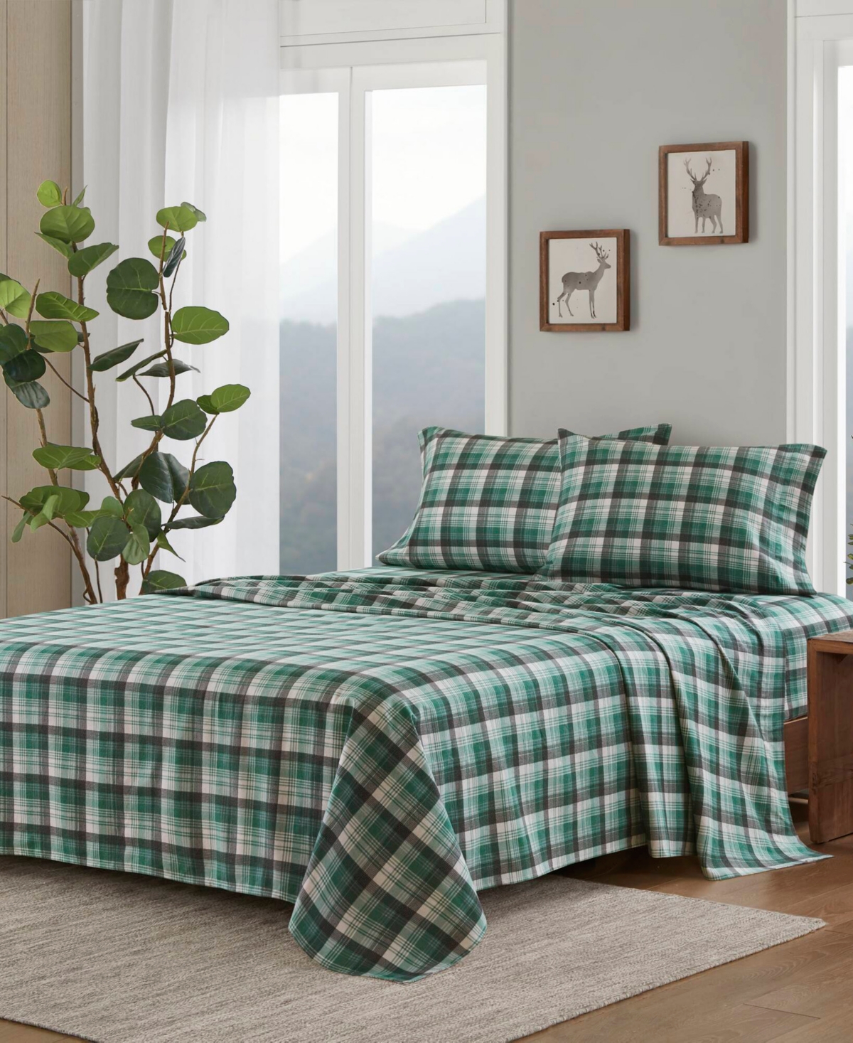 Woolrich Printed Flannel 3-pc. Sheet Set, Twin In Green Plaid