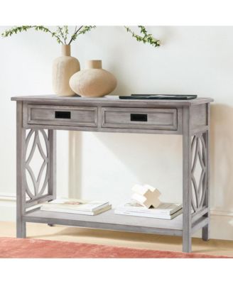 Gray Wood 2-Drawer 1-Shelf Console and Entry Table
