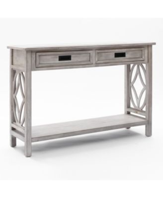 Gray Wood 2-Drawer 1-Shelf Console and Entry Table