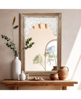 Wood Framed Rectangular Accent Wall Mirror