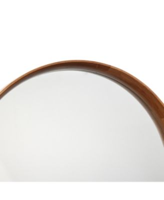 Natural Rubberwood Frame Round Wall Mirror