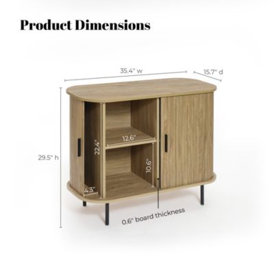 Mid-Century Modern 2-Door Accent Cabinet with Slatted Sliding Doors