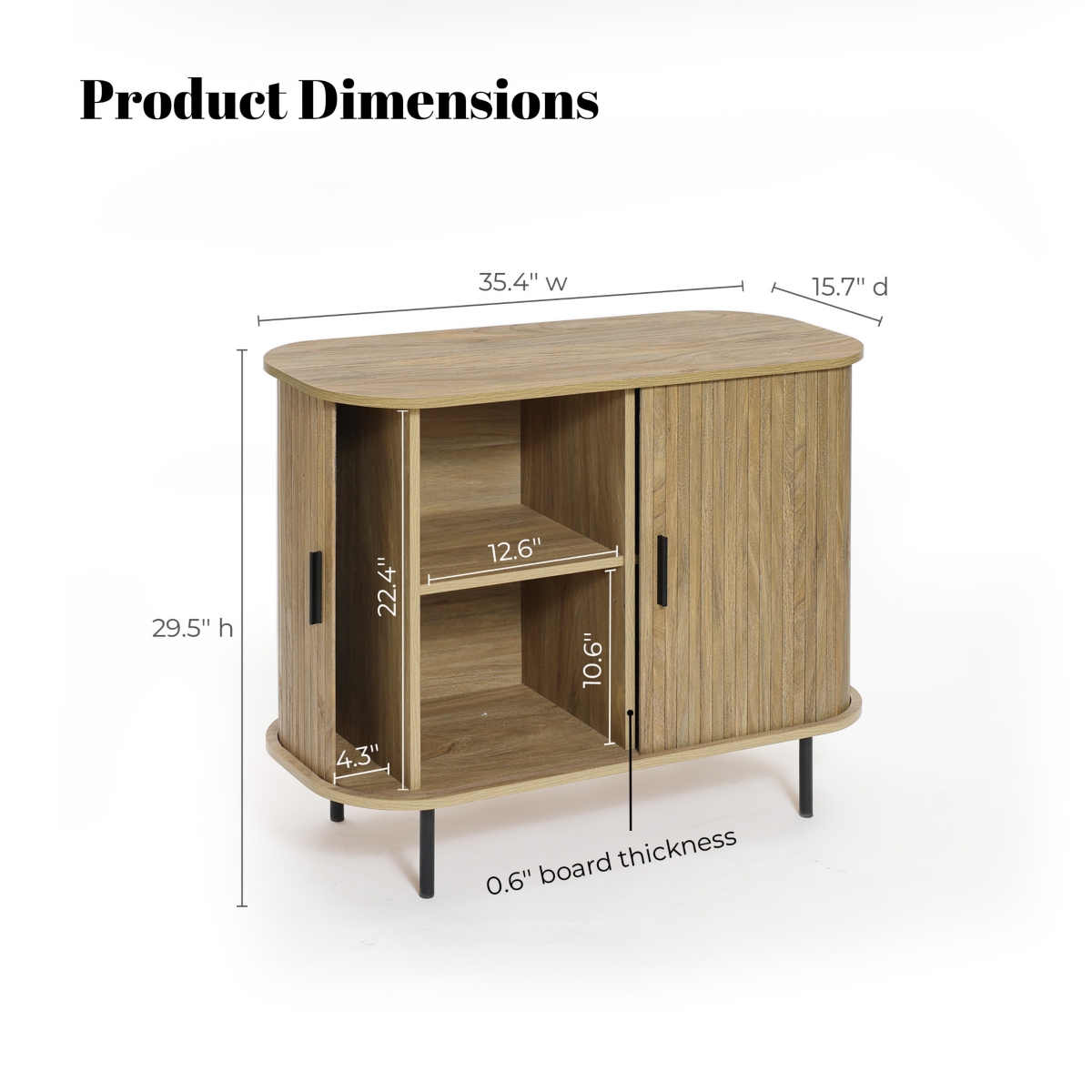 Luxenhome Mid-century Modern 2-door Accent Cabinet With Slatted Sliding Doors In Brown