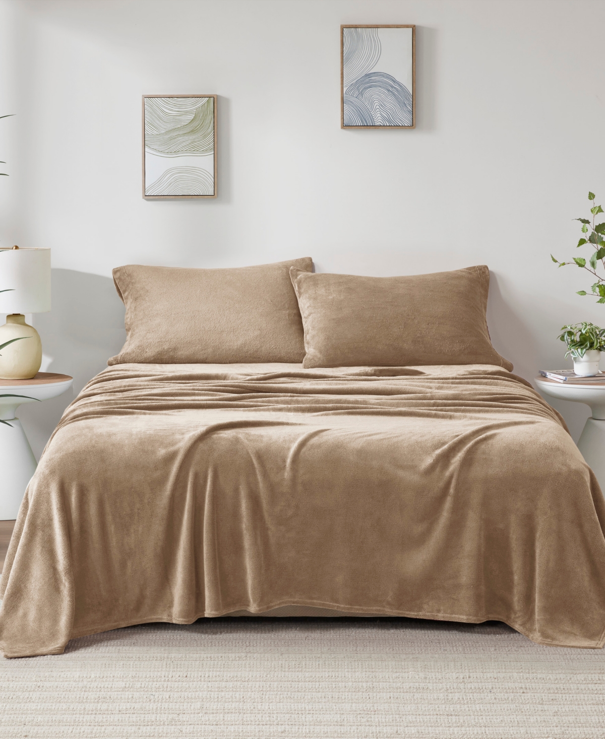 Sleep Philosophy Soloft Plush Micro-fleece 4-pc. Sheet Set, King In Taupe