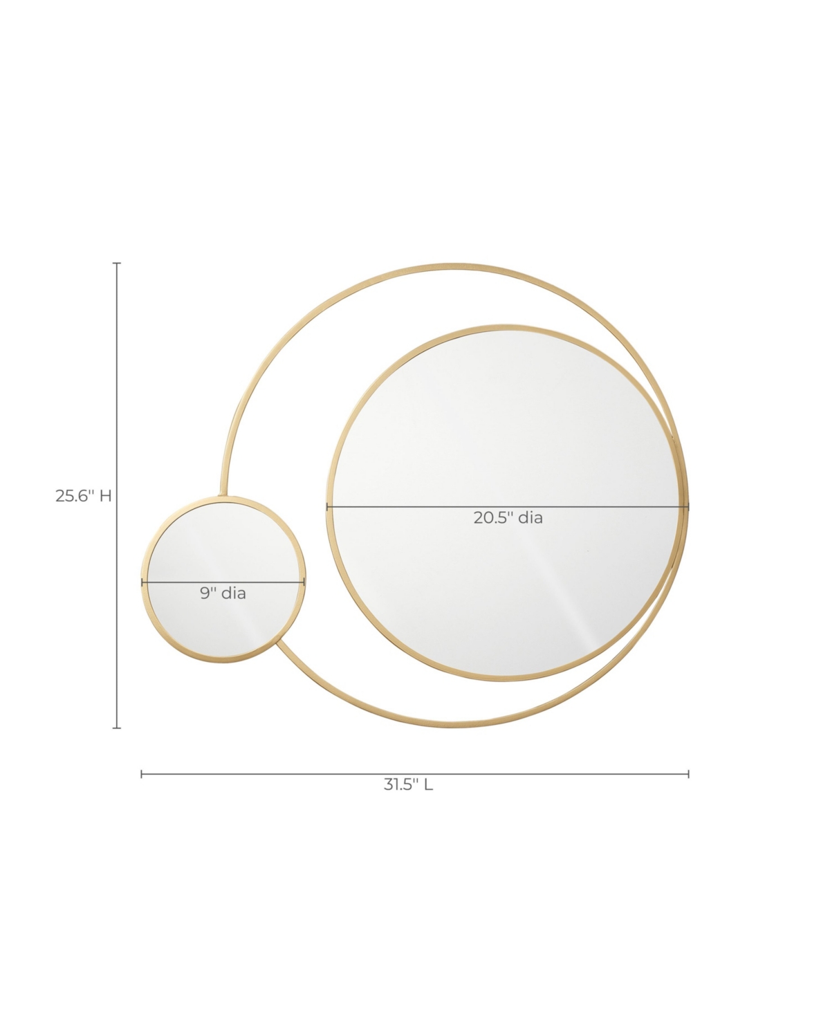 LuxenHome Orbit ModernMetal Frame Round Wall Mirror - Gold