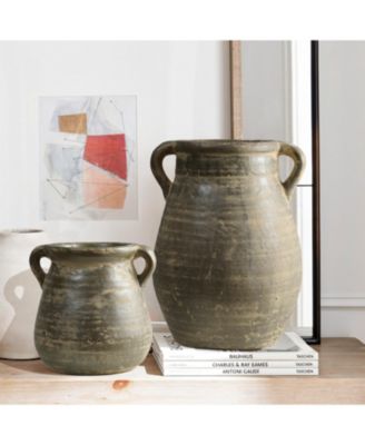 Rustic Farmhouse Brown Jug 12.5-Inch Tall Terracotta Vase
