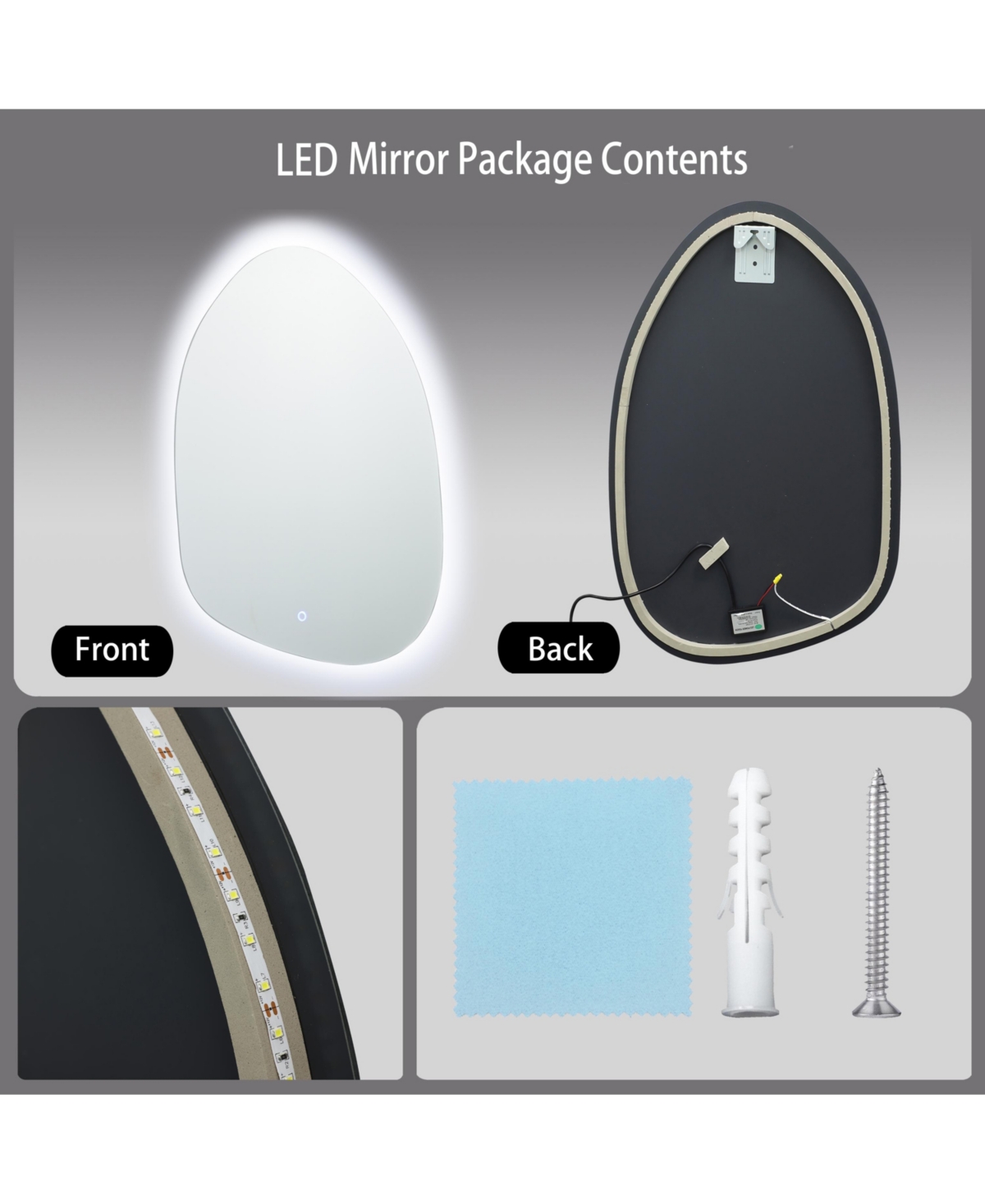 LuxenHome Asymmetrical Accent Wall Mirror with Lights