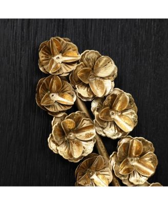2-Piece Flower Bouquet Modern Wall Decor Set Black and Gold Abstract Wall Art Hanging Decoration