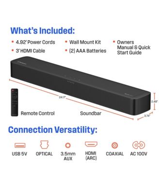 2.0 Channel Mini Sound Bar with Dolby Atmos and Dolby Digital Plus, Bluetooth and with Roku TV Ready