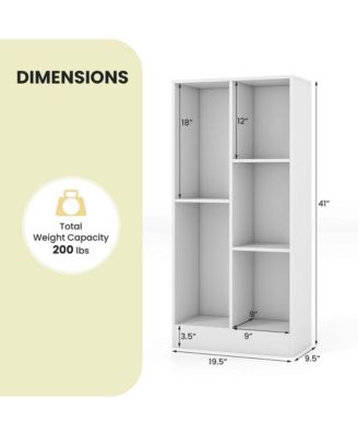 5-Cube Wooden Bookcase with Anti-Tip Kits and Storage Organizer for Kids' Room