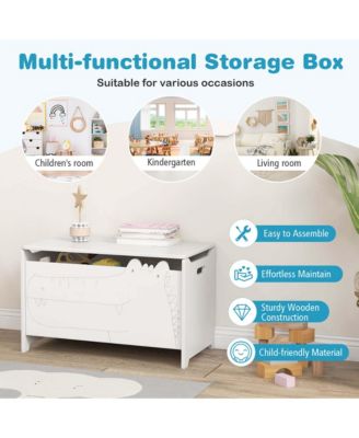 Kids Toy Box with Safety Hinge Wood Storage Chest Flip-Top Storage Organizer