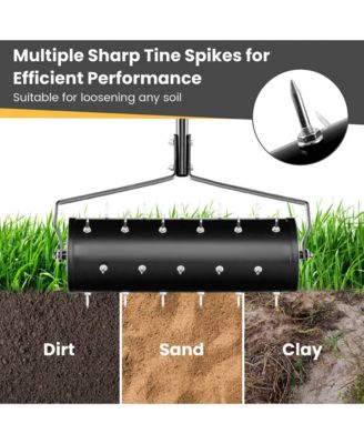 21" Manual Lawn Aerator Grass Aeration Tool with Handle, Fillable with Sand or Stone